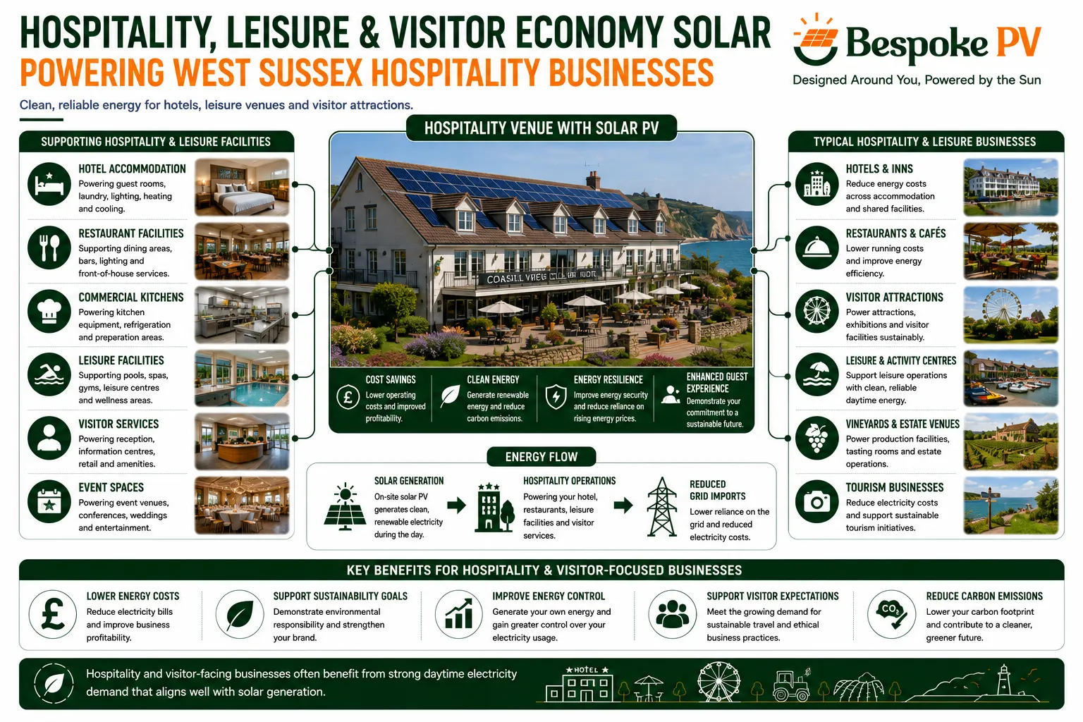 Commercial solar supporting hospitality, leisure and visitor-facing businesses in West Sussex