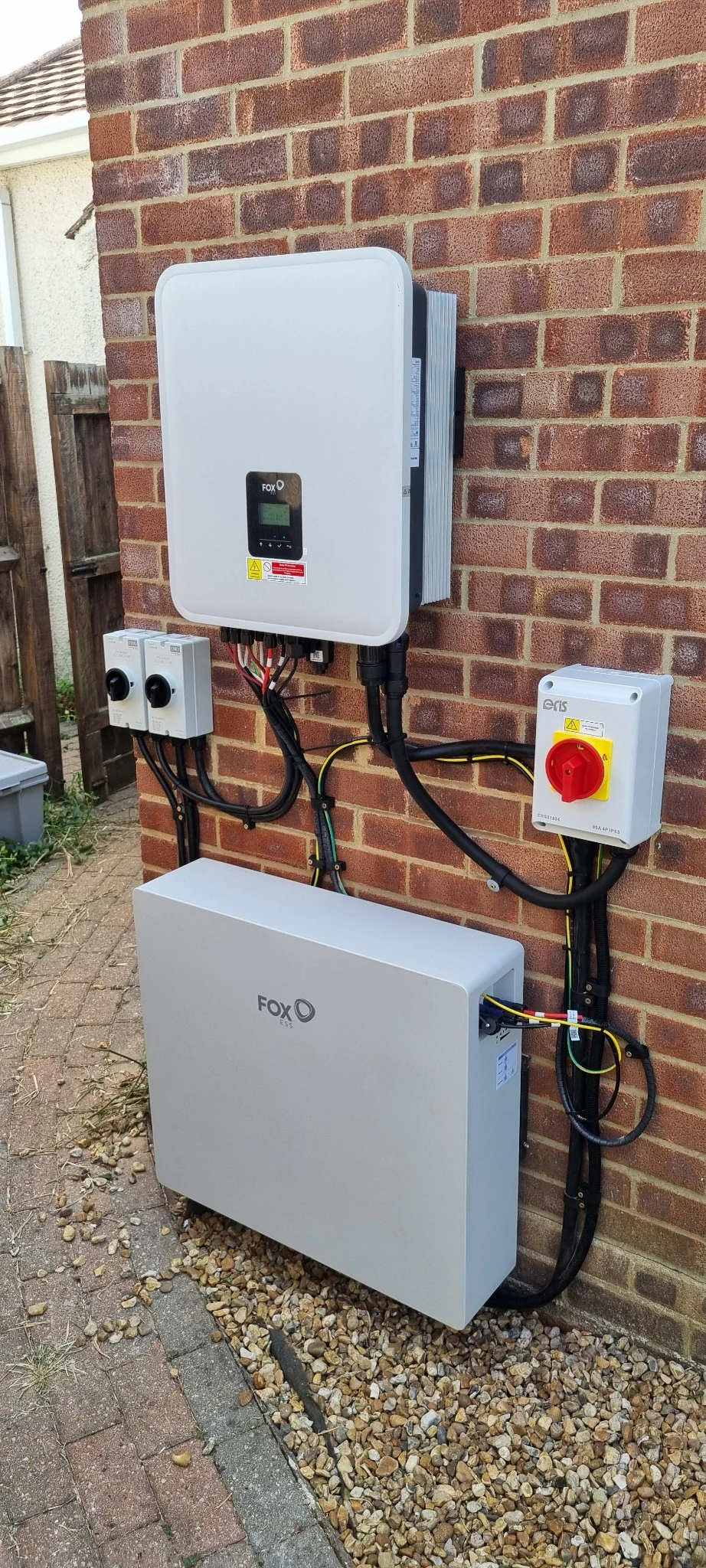 FoxESS inverter and battery installed with access and space retained for additional battery storage