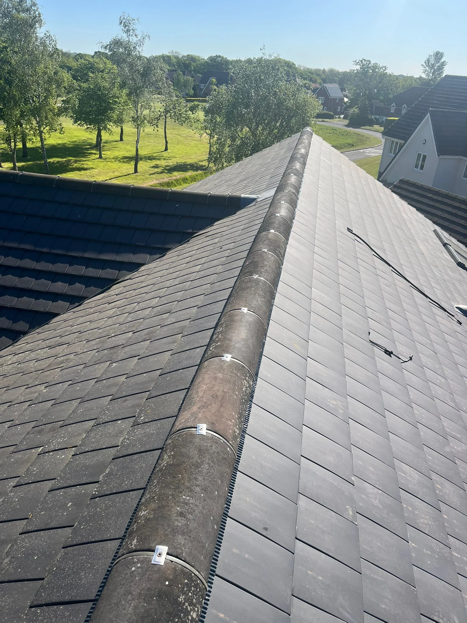 Completed tiled roof repair before solar panels were reinstalled