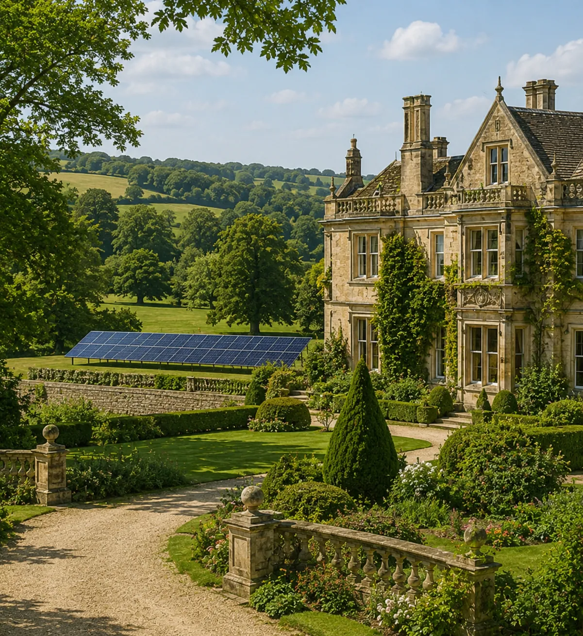Country estate using commercial solar PV