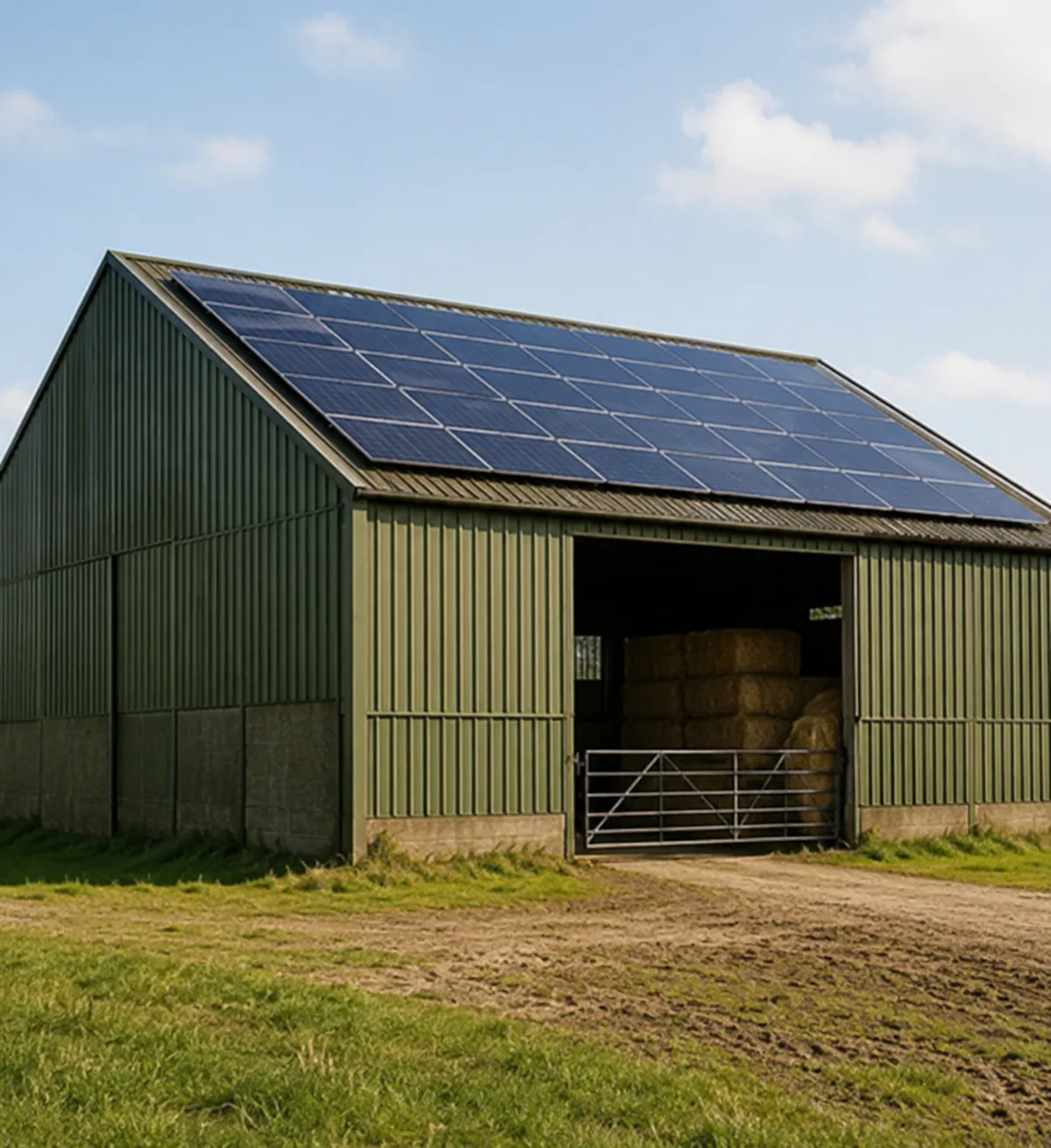 Agricultural building with existing solar PV installation