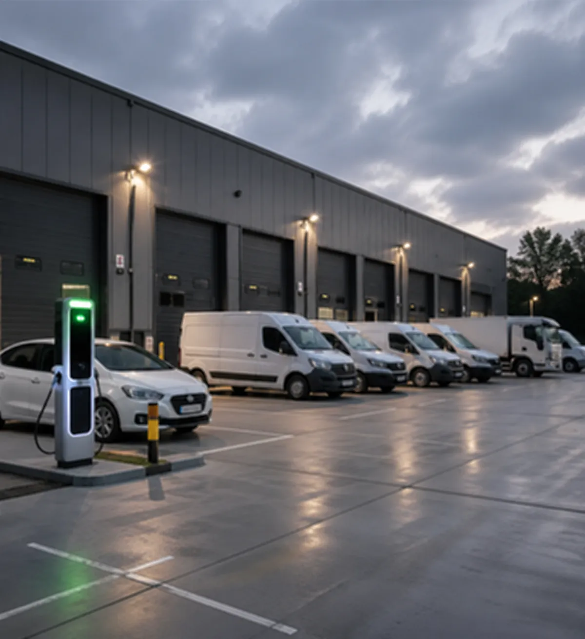 Fleet depot suitable for commercial EV charging infrastructure