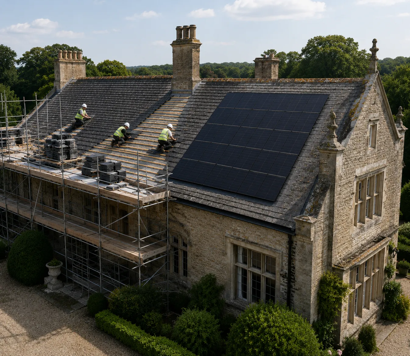 Solar PV system on a heritage property undergoing roof works
