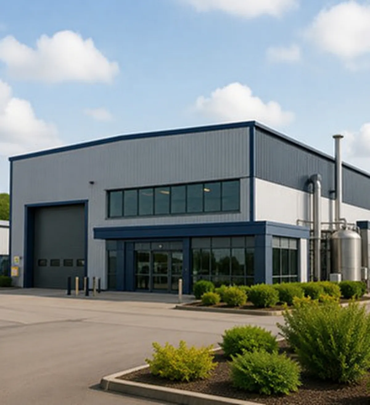 Industrial facility with commercial EV charging infrastructure
