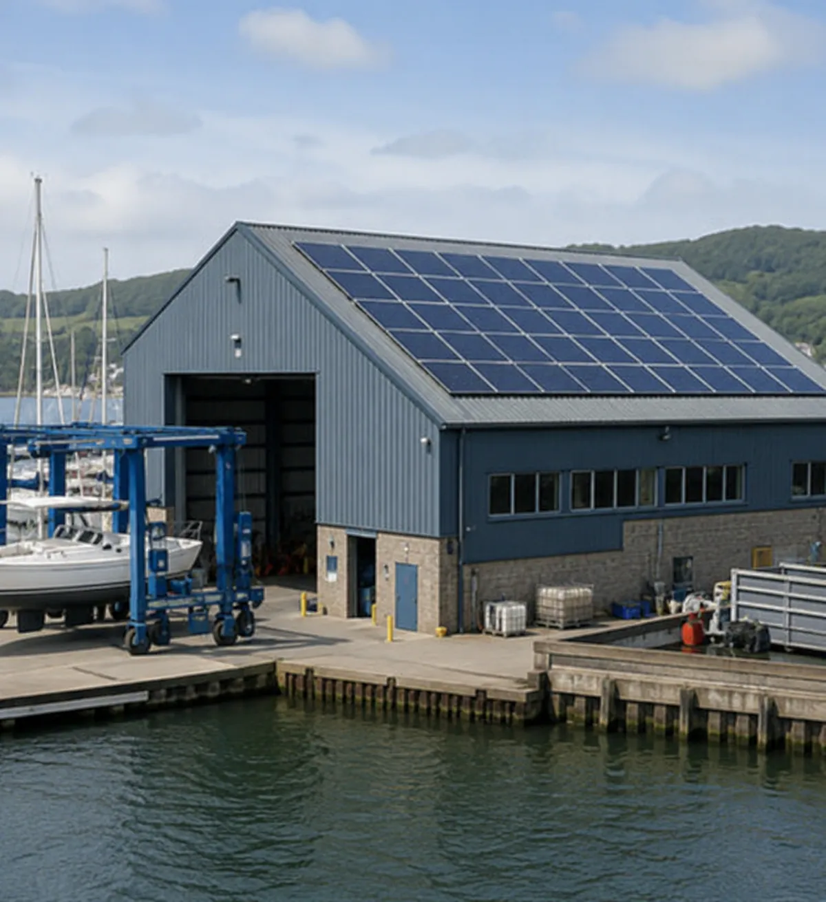 Marine engineering facility with solar PV