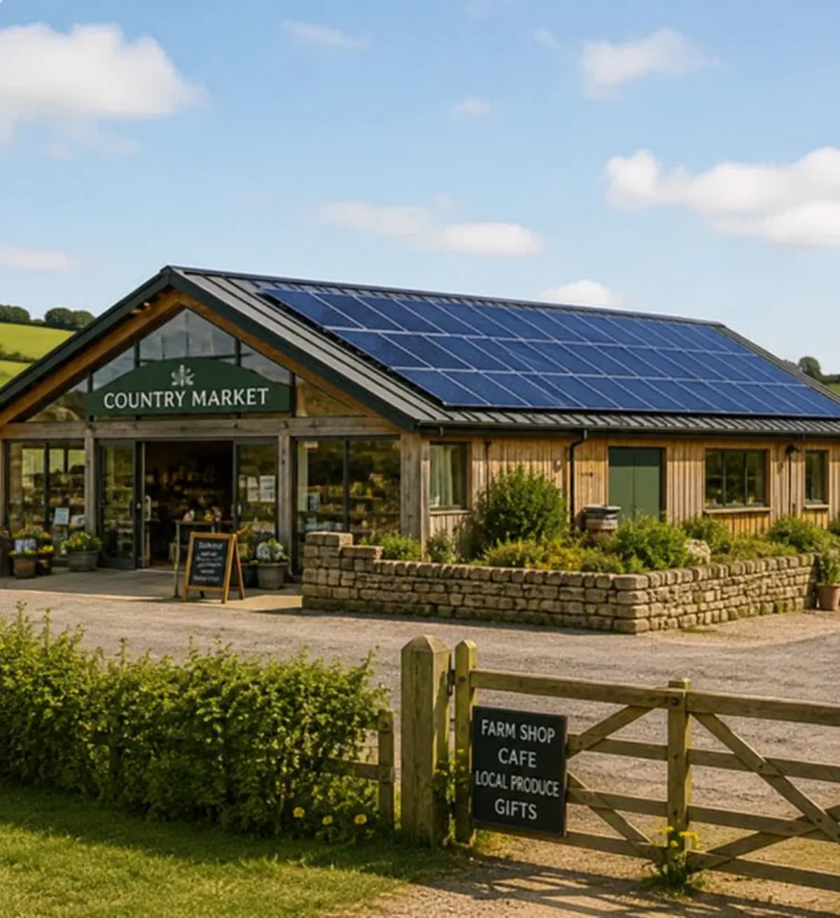 Rural enterprise with commercial solar installation