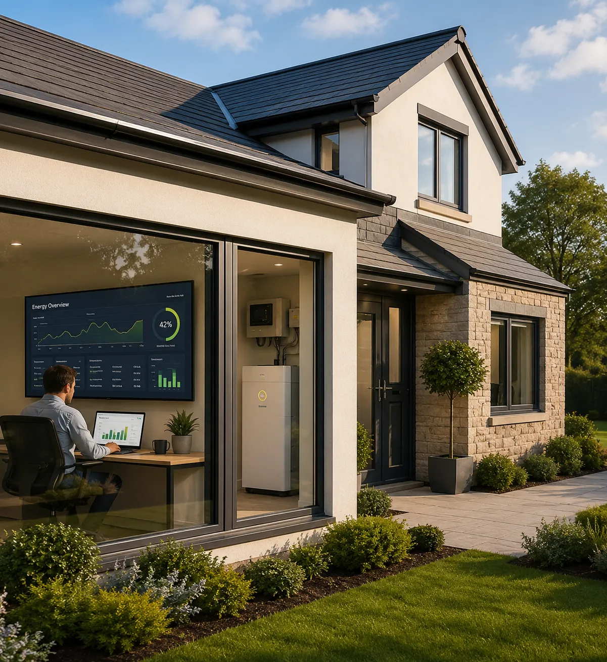 Property planning battery storage using monitored energy data