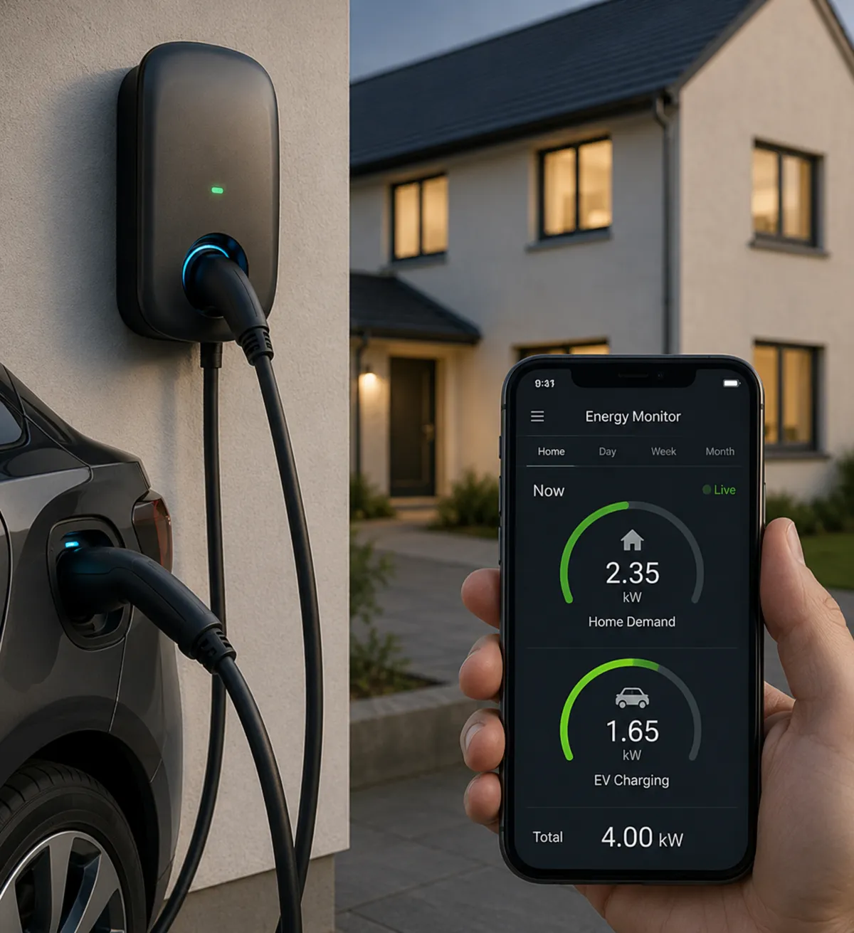 EV charging monitored alongside property electricity demand