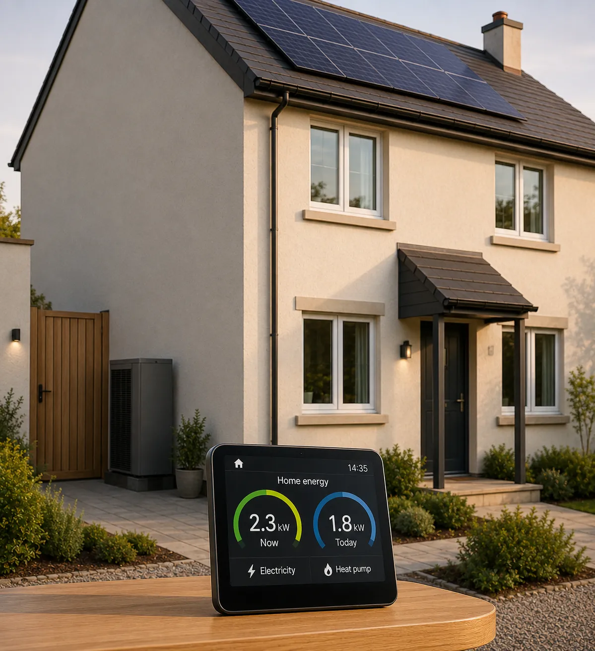 Electrified home with heat pump and energy monitoring