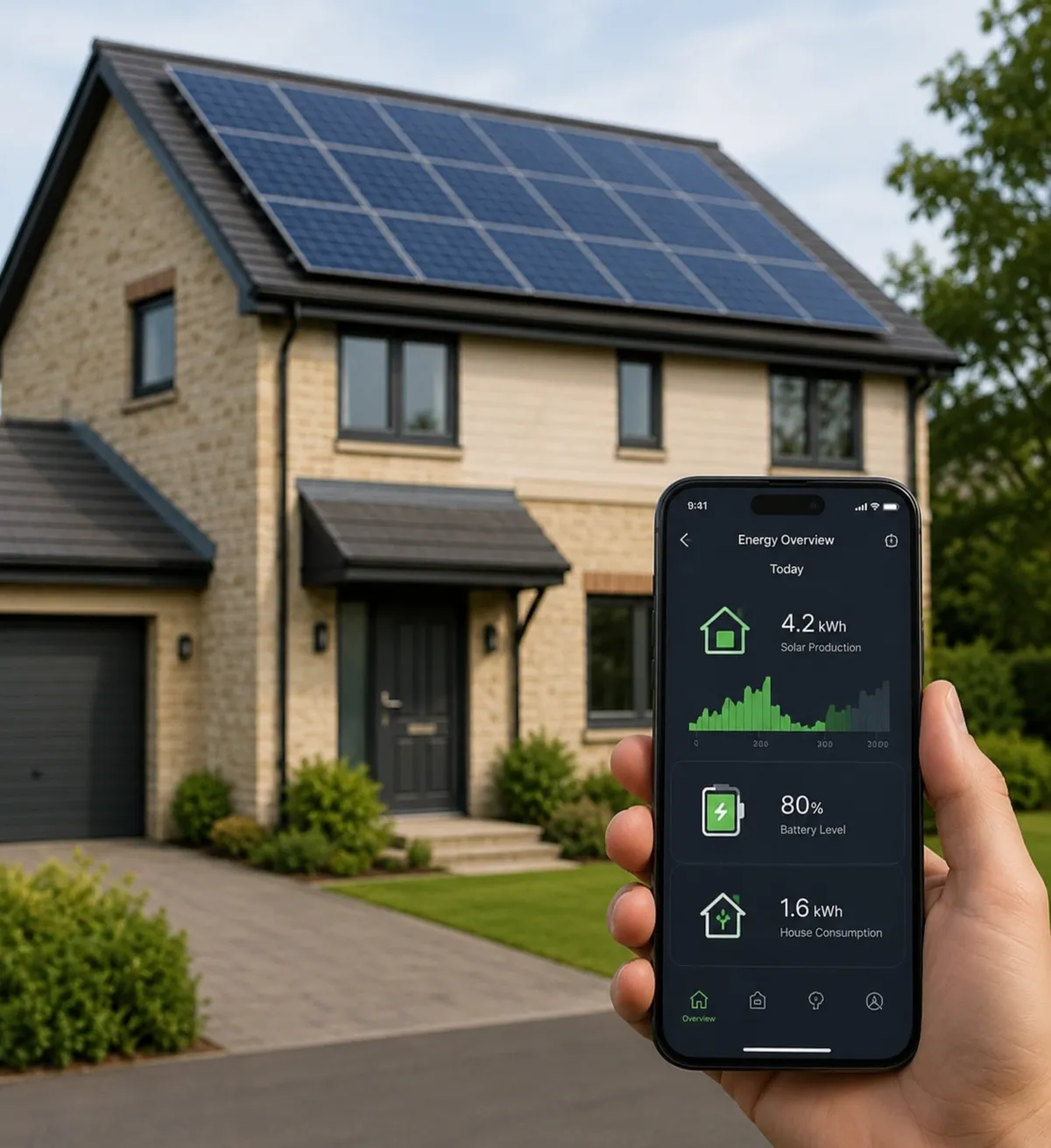 Residential property with solar PV and energy monitoring
