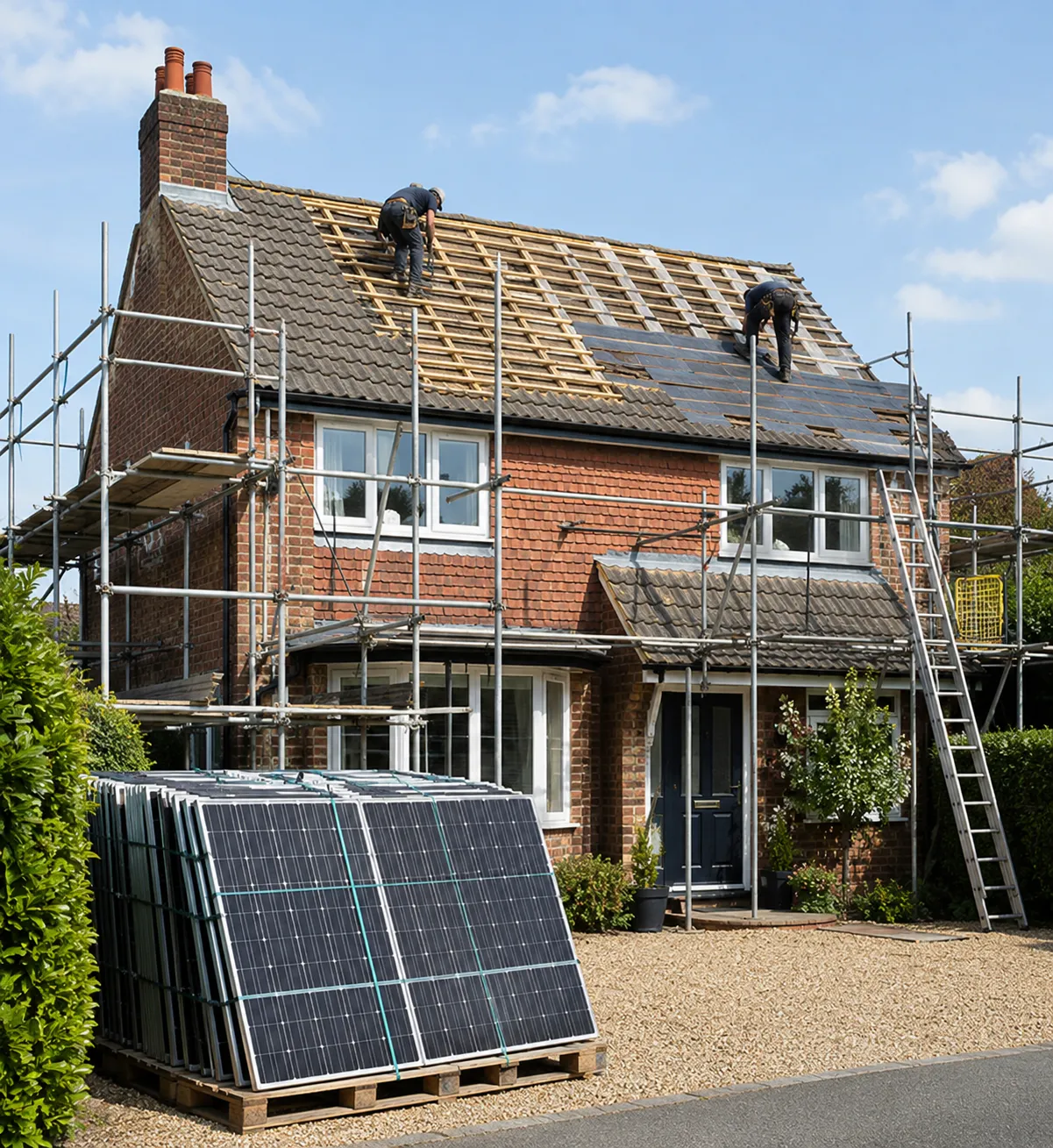 Roof replacement project involving solar PV removal